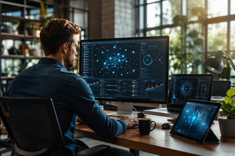 Entrepreneur using AI tools to build a modern business in 2026