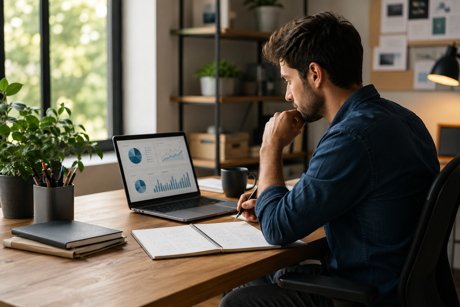 Entrepreneur starting an online business from home